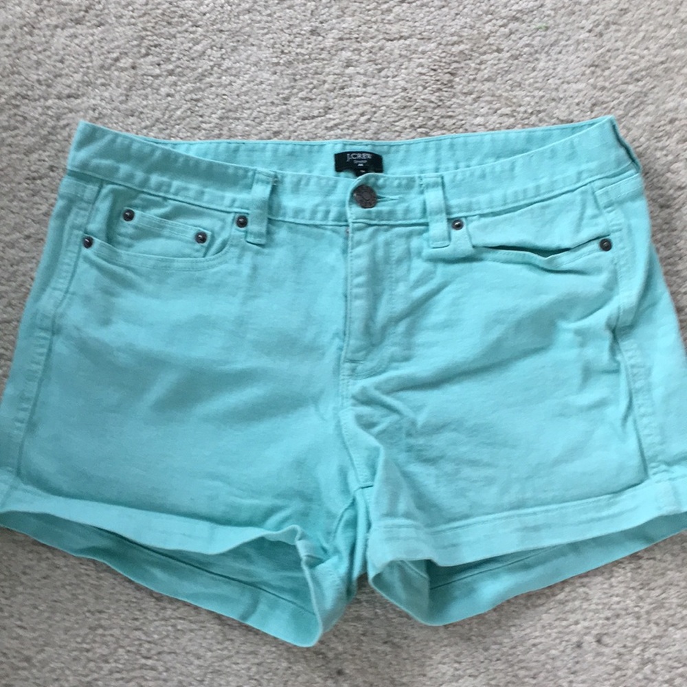 J. crew aqua denim shorts